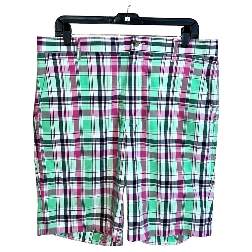 Footjoy Shorts Men’s Size 34 Pink Green Black White Plaid Golf 36x10